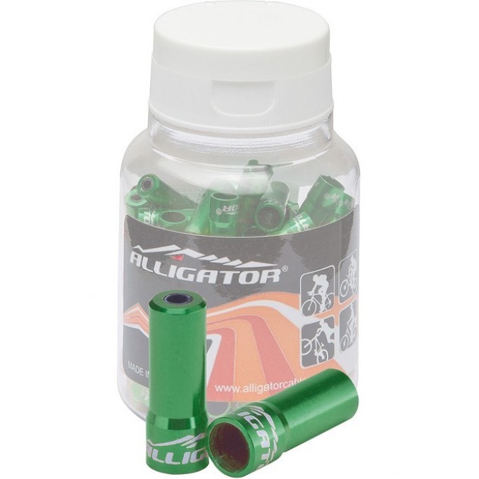 Наконечник LY-HPA09-GR оболочки троса тормоза, 5,2х17,5мм, алюминиевый зелёный, банка 100 шт. 310021