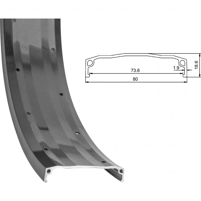 Обод 20" XP-736 36H одинарный, тёмно-серый (для Pilot 280MD FAT BIKE) 330117