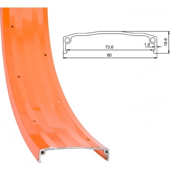 Обод 24" XP-736 32H одинарный, оранжевый (для Nav. 480MD FAT BIKE)