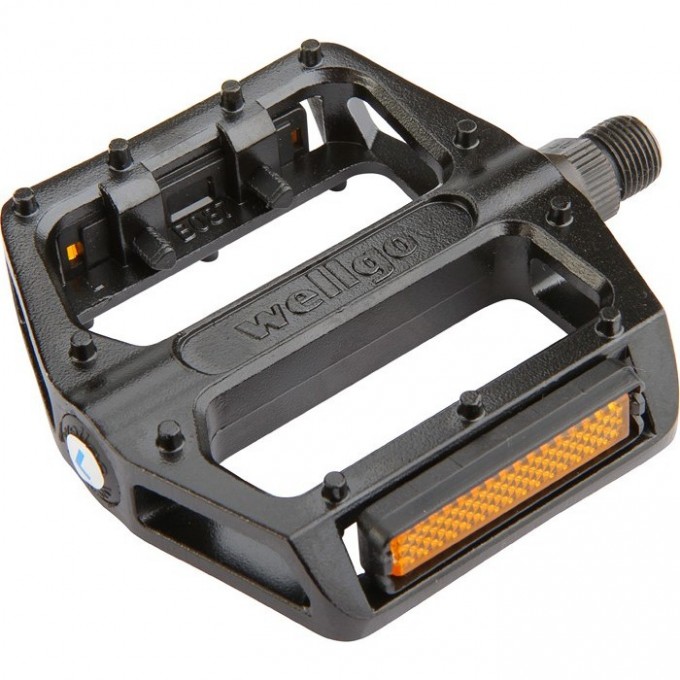 Педали B087 Wellgo ось 9/16" со светоотражателями, алюминиевые чёрные 360073
