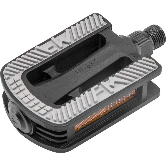 Педали FP-630, ось 9/16" со светоотражателями, пластиковые чёрно-серые 360154