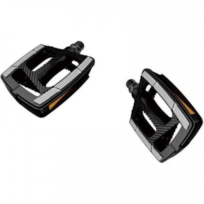 Педали FP-872ZU ось диам. 9/16" со светоотражателями, пластиковые чёрные 360155