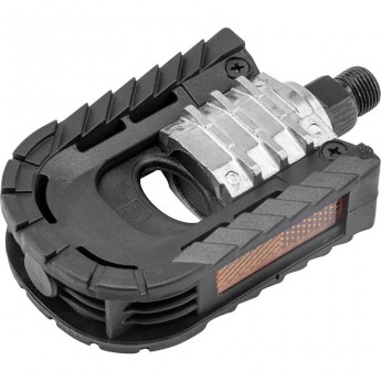 Педали FP-909, ось 9/16" со светоотражателями, алюминиевые чёрные