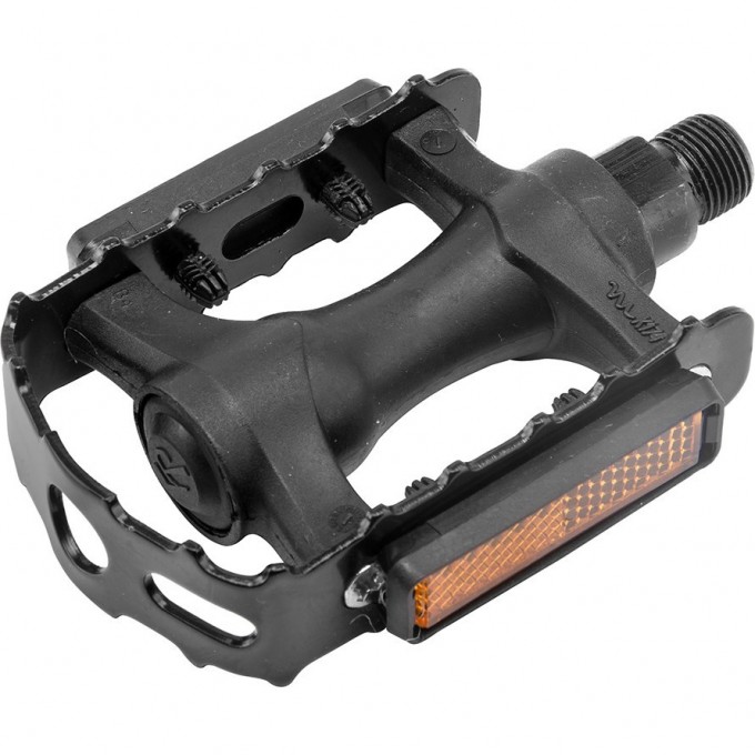 Педали FP-917N, ось 9/16" со светоотражателями. пластик/сталь чёрные 360137