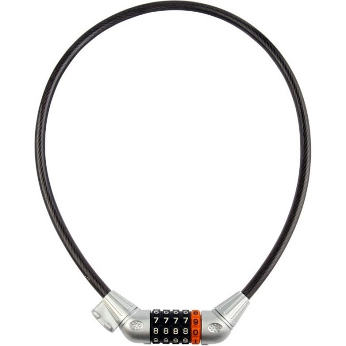Трос-замок 84606, 12х800 мм, с кодовым замком, чёрно-серебристый 540083